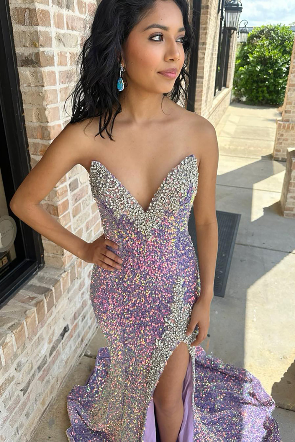 Mermaid Sweetheart Sequins Long Prom Dress with Beading