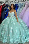 Ballkleid aus Tüll mit herzförmigem Ausschnitt und Applikationen für Quinceañeras