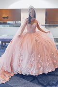 Prinzessinnenkleid mit Tüllapplikationen und Cape für Quinceañeras