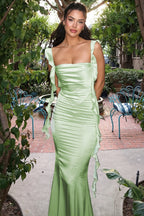 Chic Lace Cami Backless Ruffle Hem With Sash Maxi Dress