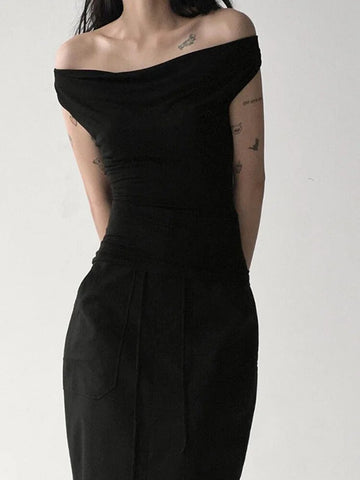 Damen Sommer Casual Kurzarm Crop Tops Einfarbig Off Shoulder Boot-Ausschnitt Rückenfrei Slim Fit Tops Streetwear 