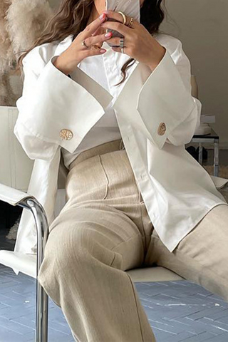 Lässige Blusen mit Street-Taschen und Knöpfen und Umlegekragen 