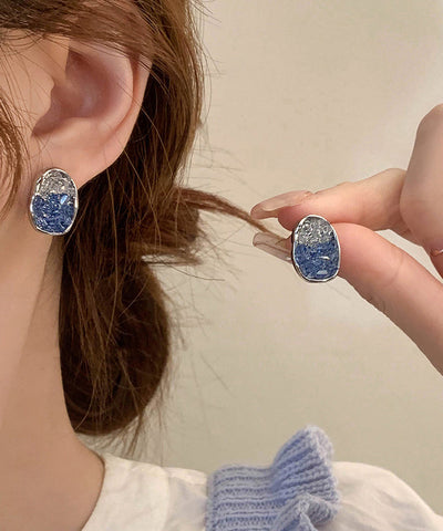 Boho Blue Alloy Zircon Crystal Stud Earring