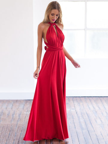 Vestido maxi sexy de cumpleaños sin mangas con escote pronunciado y espalda descubierta, vestido de noche de color sólido 
