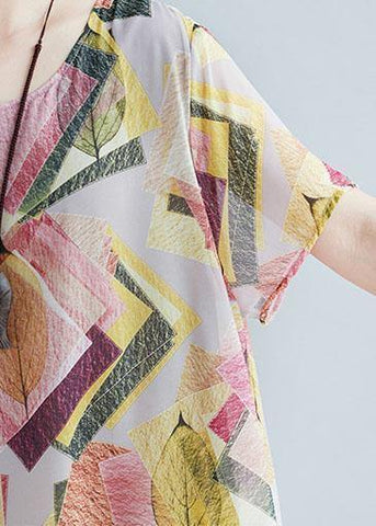 Vestidos florales con escote en O y dobladillo grande en estilo francés 