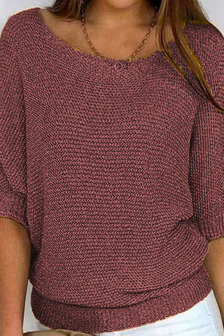 Suéter básico de punto Meridress con cuello redondo y mangas 3/4