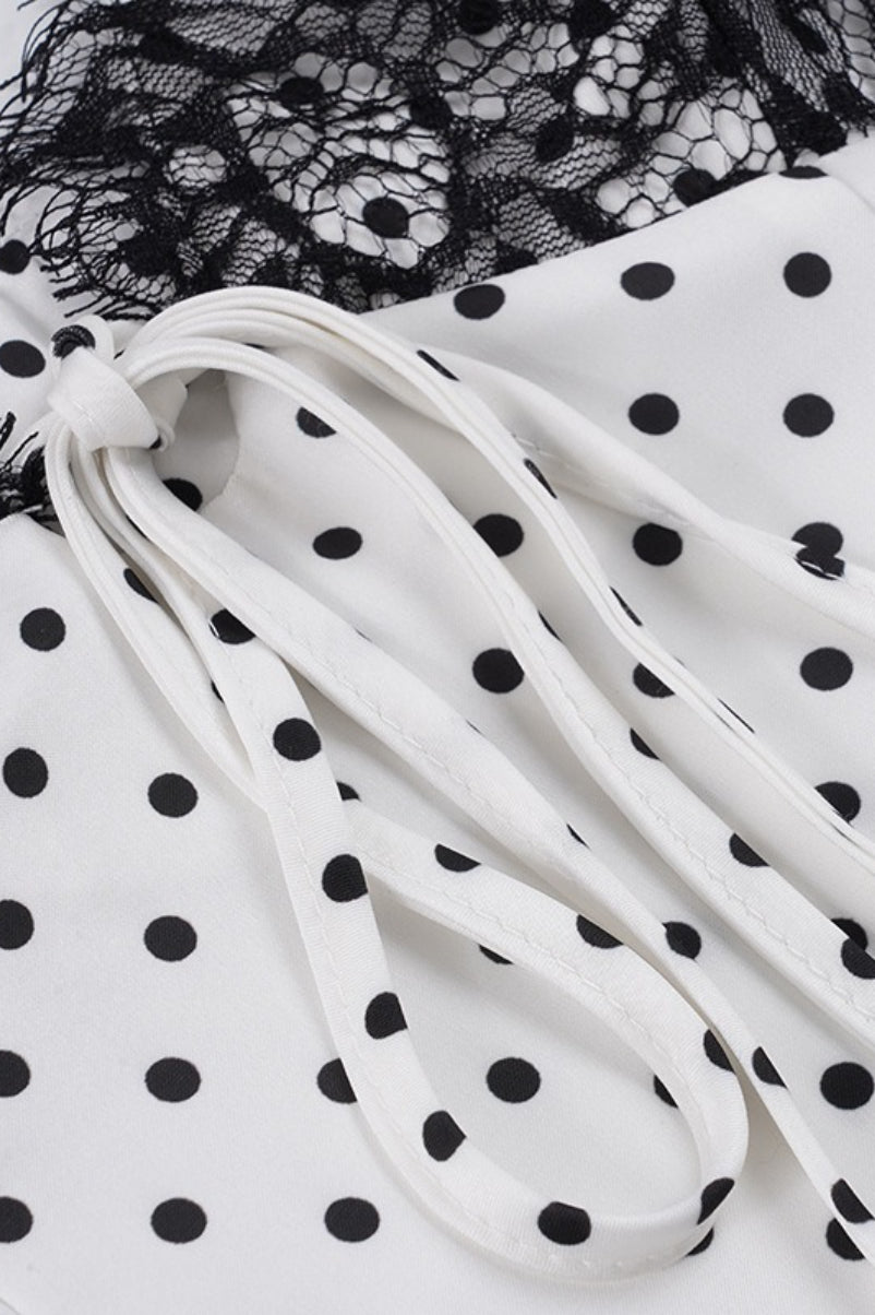 Satin Polka Dot Lace Cami Top