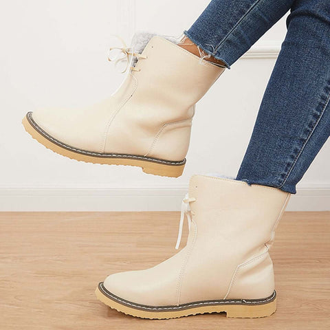 Warme, mit Baumwolle gefütterte Schneestiefeletten mit breiter Weite, flache Stiefeletten 