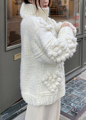 Jacquard Beige Reißverschluss Gemütliche Baumwollstrickmäntel Frühling 