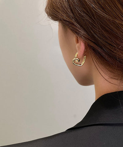 Boho Gold Alloy Love Hoop Earrings