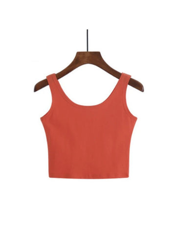 Camisola sexy de moda 2024 para mujer, color caramelo, corta, 100 % algodón, informal, sin mangas, corta 