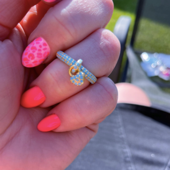 "Zirconia Love Knot: Heart Charm Rings"