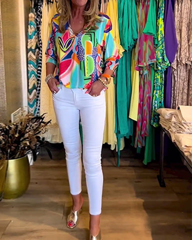 Long Sleeve Loose Printed Blouse(Buy 2 Free Shipping)