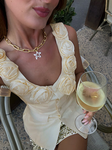 Rosette Button Tank Top