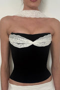 Lace Patch Slim Tube Tank Top