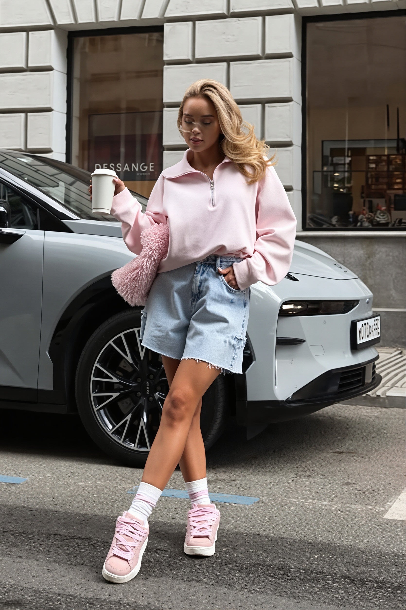 Embroidered Quarter Zip Sweatshirt