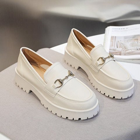 Mocasines planos con plataforma para mujer, talla 35-40, informales, sin cordones, con punta redonda, color negro liso. 