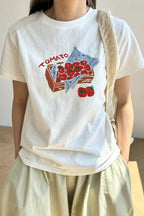 Cotton Printed Loose Casual T‑shirt