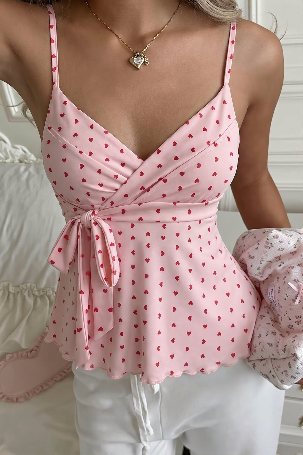 Sexy Basic Tie Waist Stretchy Cami Top