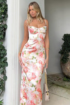 Floral Fitted Split Casual Maxi Dress