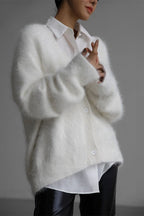 V-Neck Fluffy Knit Cardigan Sweater