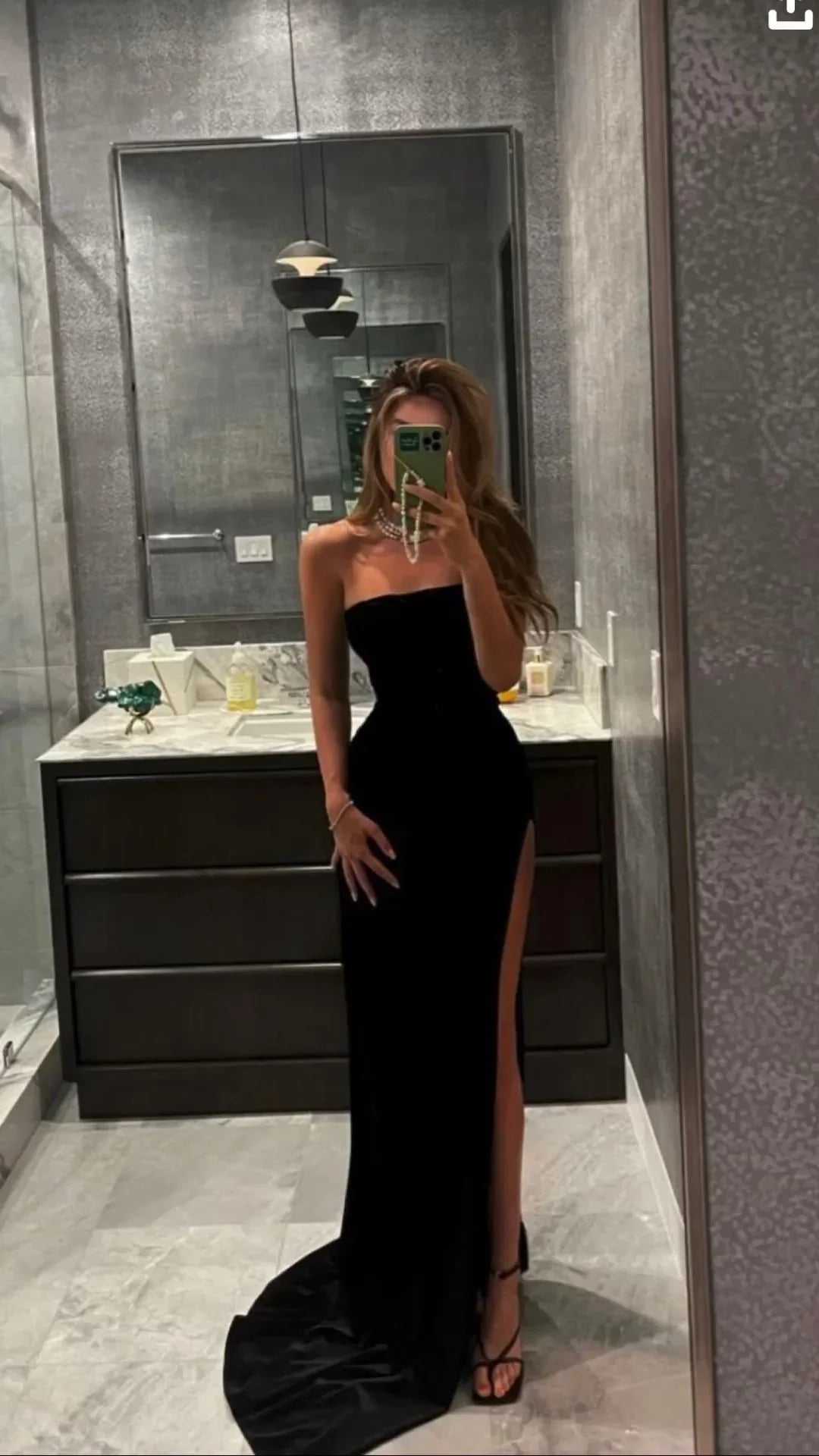 Simple Prom Dress With High Split Strapless Sexy Prom Dresses