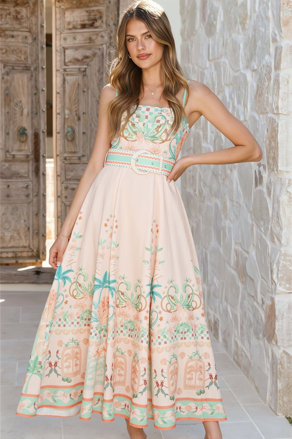Fresh Linen Floral Swing Boho Dress