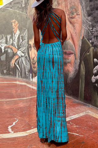 Vestido largo cruzado con espalda abierta y efecto tie-dye de Meridress (6 colores disponibles)