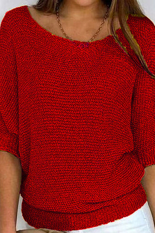 Suéter básico de punto Meridress con cuello redondo y mangas 3/4