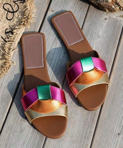 Lässige, bequeme, mehrfarbige Strand-Hausschuhe mit Peep Toe 