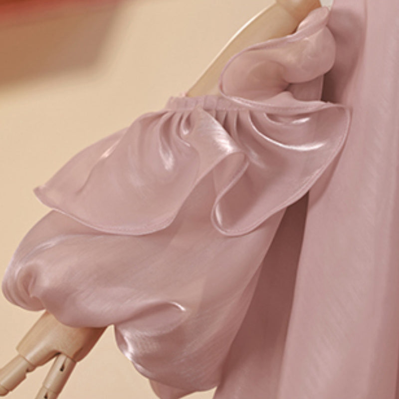 Prinzessinnenkleid für Mädchen zum Geburtstag und zur Kommunion, Perlenkragen, schulterfrei 