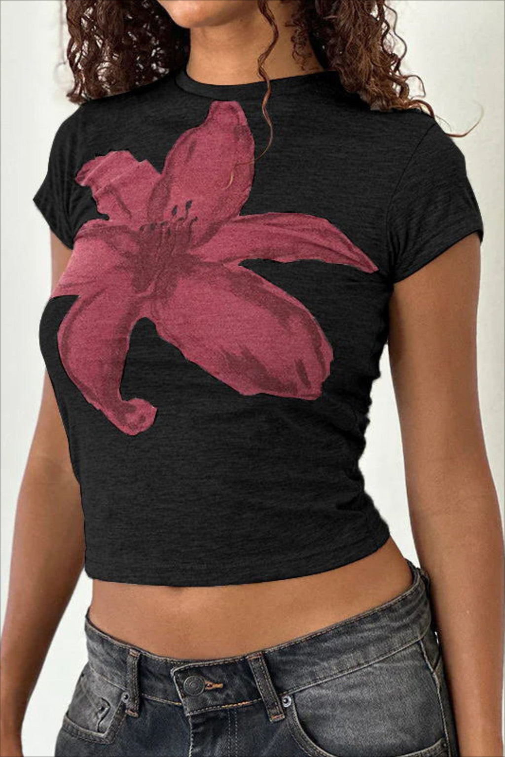 Flower Print Short Sleeve T-shirt