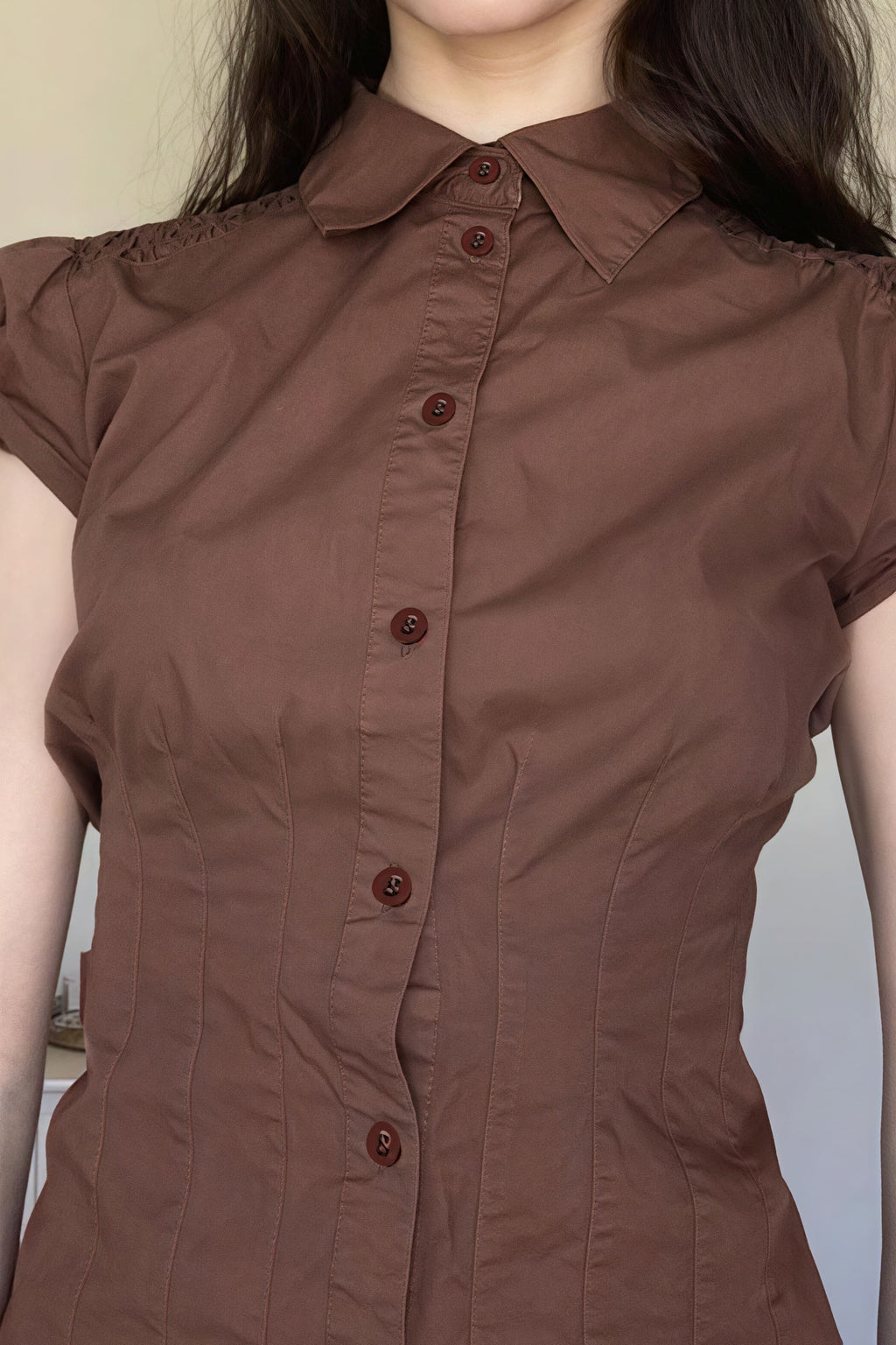 Sweet Spicy Collared Puff Sleeve Blouse