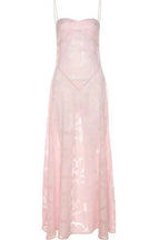 Vestido de fiesta/noche acampanado con tirantes finos
