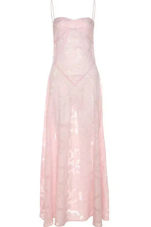 Vestido de fiesta/noche acampanado con tirantes finos