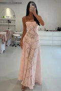Vestido de fiesta/noche acampanado con tirantes finos