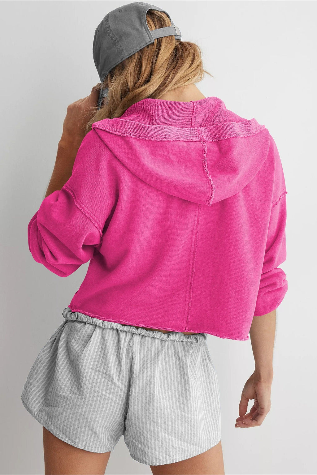 Chic Relaxed Solid V-Neck Hoodie