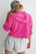 Chic Relaxed Solid V-Neck Hoodie