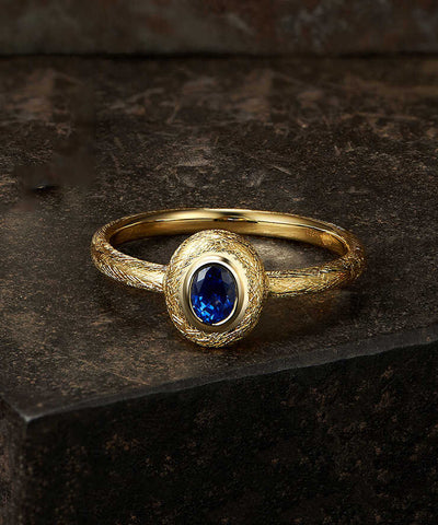 Vintage Royal Blau Alte Dharma Gold Zirkon Kristall Ringe 