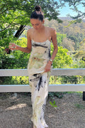 Vintage Floral Backless Cami Maxi Dress