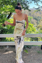 Vintage Floral Backless Cami Maxi Dress