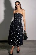 Polka Dot Bandeau Bodycon Maxi Dress