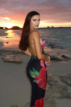 Floral Backless Bodycon Cami Maxi Dress