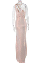 Long High Neck Slit Prom Evening Dresses