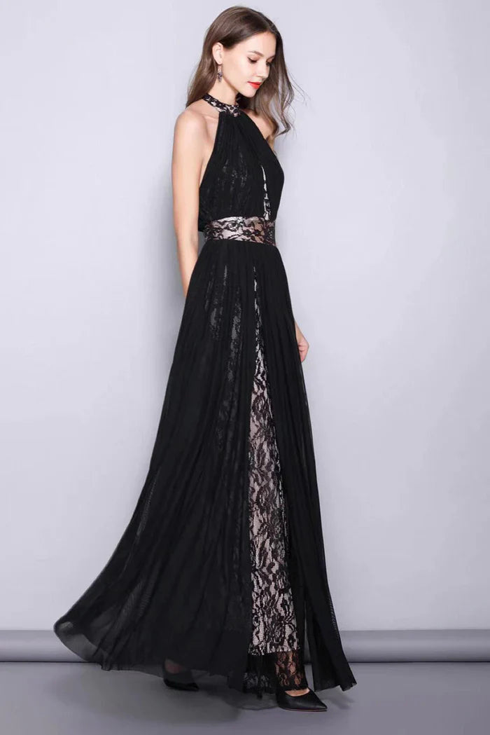 Halter Backless Prom Gown Evening Dress