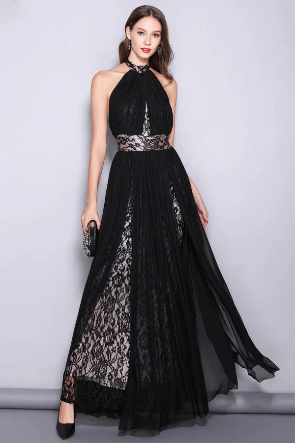 Halter Backless Prom Gown Evening Dress