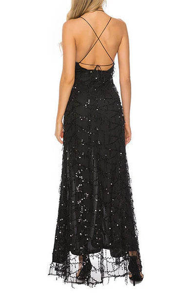 Sexy Abendkleid mit hohem Schlitz und freiem Rücken, perfekt für den Abschlussball 
