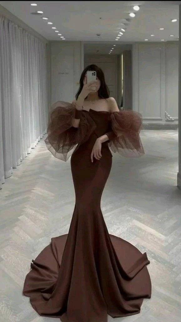 Vestido de noche de sirena Vestidos de noche de satén Vestidos de noche
