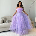 Strapless Tulle  A-Line Party Evening Dress Long Prom Dresses