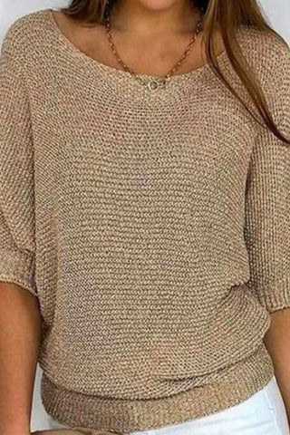 Suéter básico de punto Meridress con cuello redondo y mangas 3/4